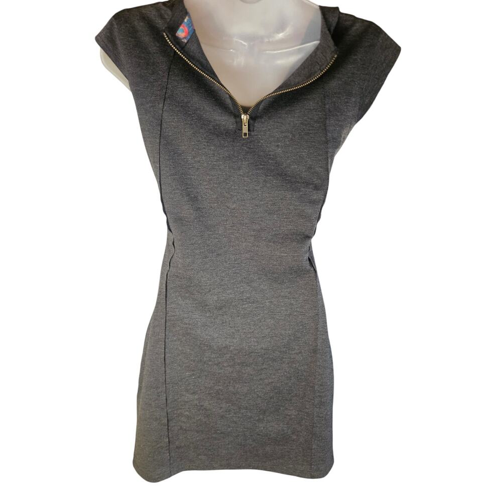 Designual Black Multi Color Abstract Designer Dress Sz XS Zip Back Scoop Neck - Picture 5 of 8